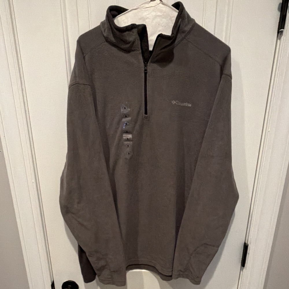 Columbia Men's Gray Fleece 1/4 Zip Mock Neck Sweatshirt Logo XL
